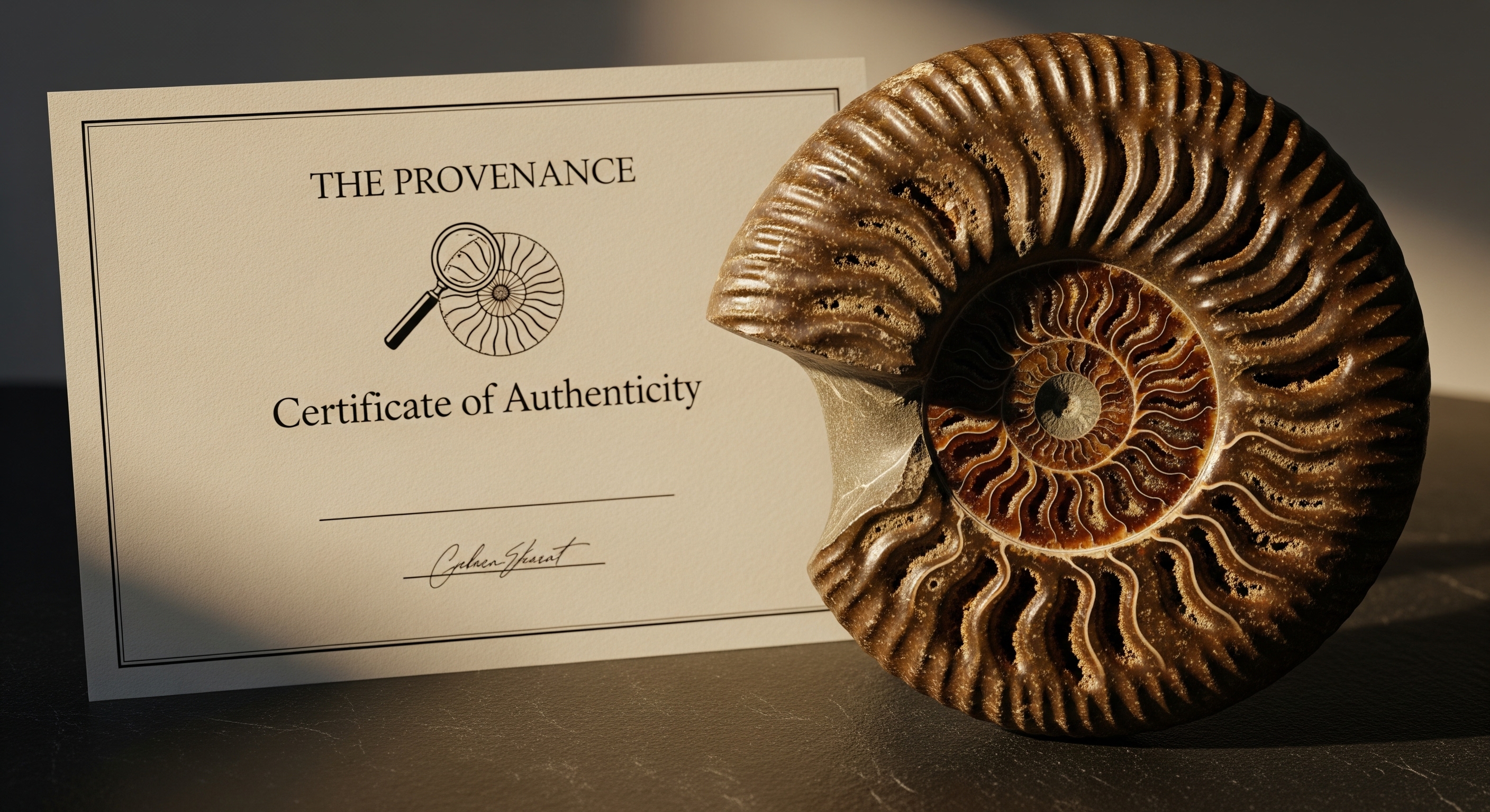 Certificate of Authenticity with ammonite